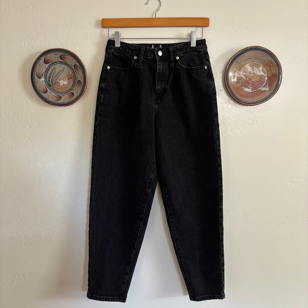 High Rise Black Denim Mom Jeans Women's